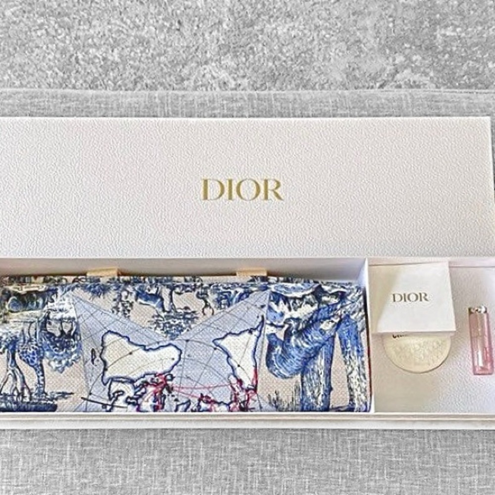 Dior Straw Beach Tote + Le Baume + Lip Glow